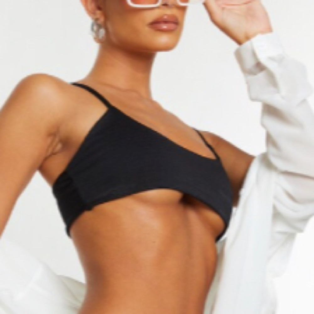Black Scoop Neck Bikini Top - Picture 2 of 10